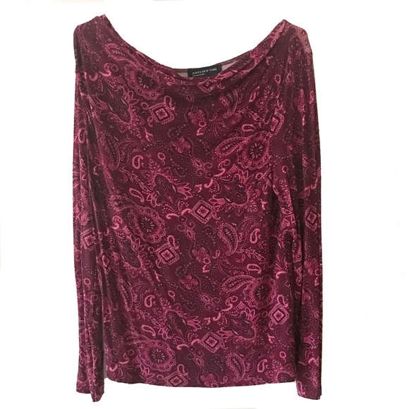 JONES NEW YORK SIGNATURE COWL NECK PAISLEY TOP SIZE L - Picture 1 of 5